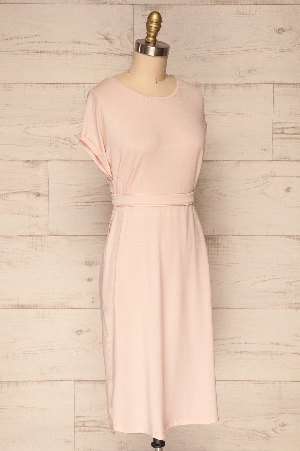 Halluin Blush Pink T-Shirt Dress with Belt | La Petite Garçonne