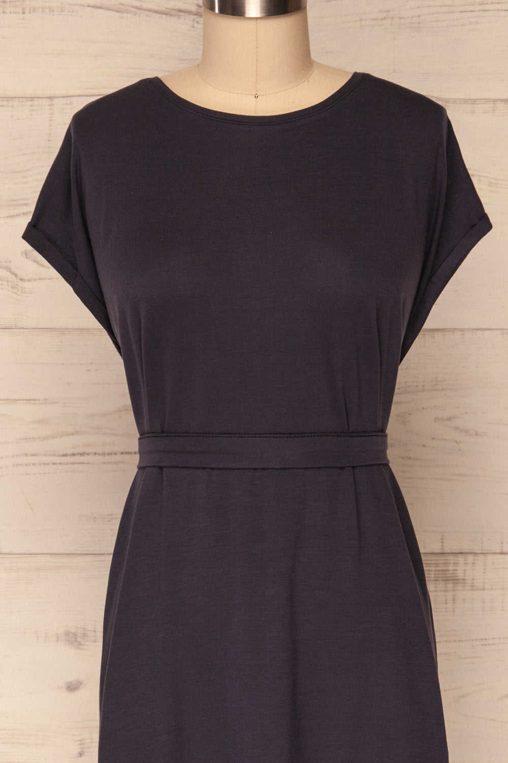 Halluin Navy Blue T-Shirt Dress with Belt | La Petite Garçonne