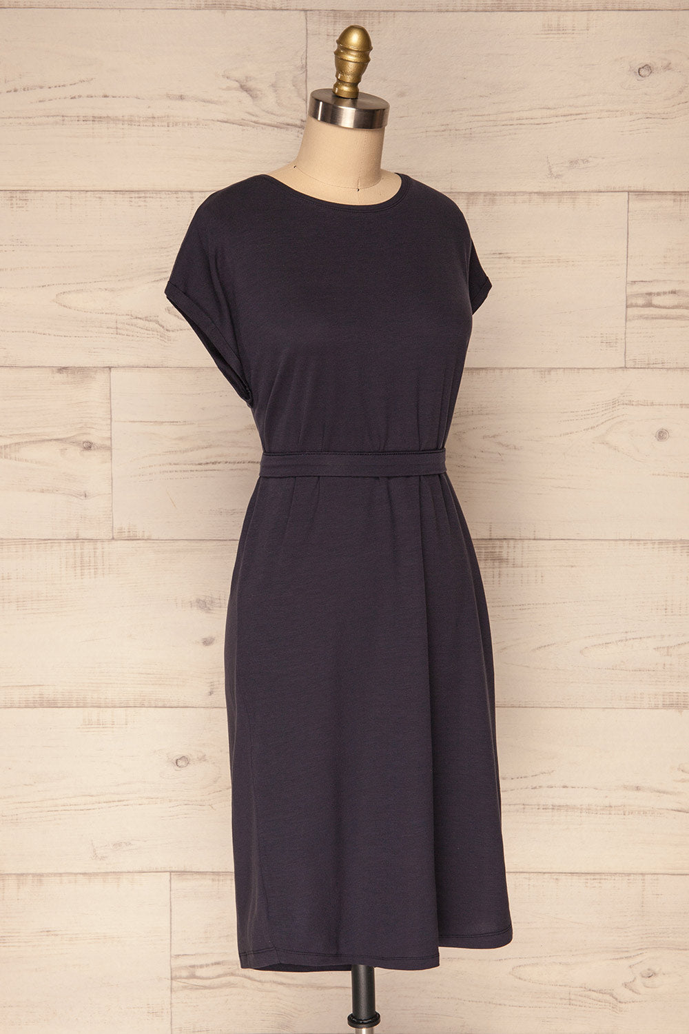 Halluin Navy Blue T-Shirt Dress with Belt | La Petite Garçonne