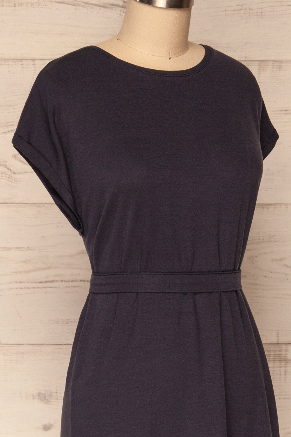 Halluin Navy Blue T-Shirt Dress with Belt | La Petite Garçonne