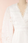 Hamadryas White Openwork Maxi Bridal Dress | Boudoir 1861 front close-up