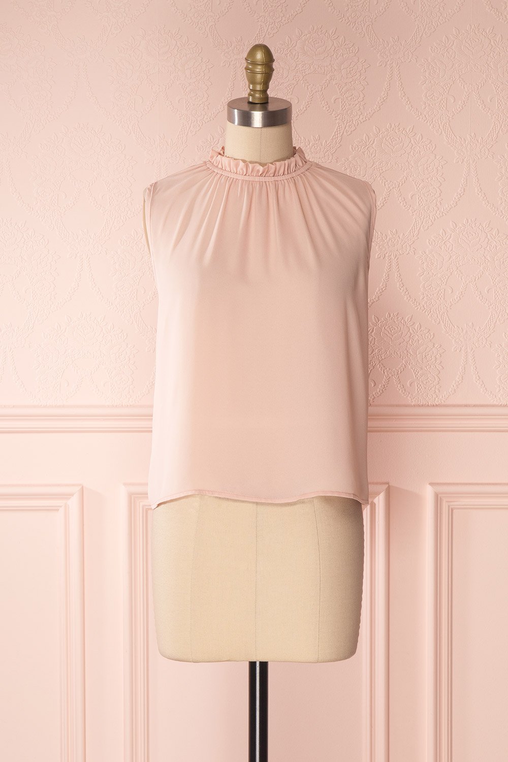 Hanabi Dusty Pink Ruffled Collar Sleeveless Top | Boutique 1861 1