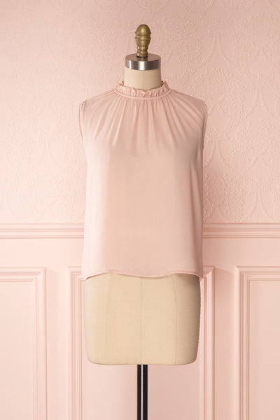 Hanabi Dusty Pink Ruffled Collar Sleeveless Top | Boutique 1861 1