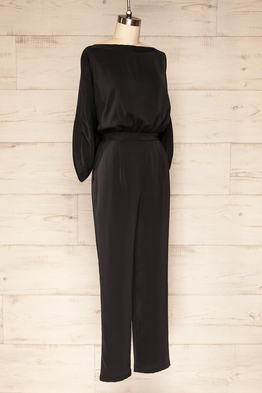 Hanrine Black Boat Neckline Jumpsuit w/ Pockets | La petite garçonne side view 