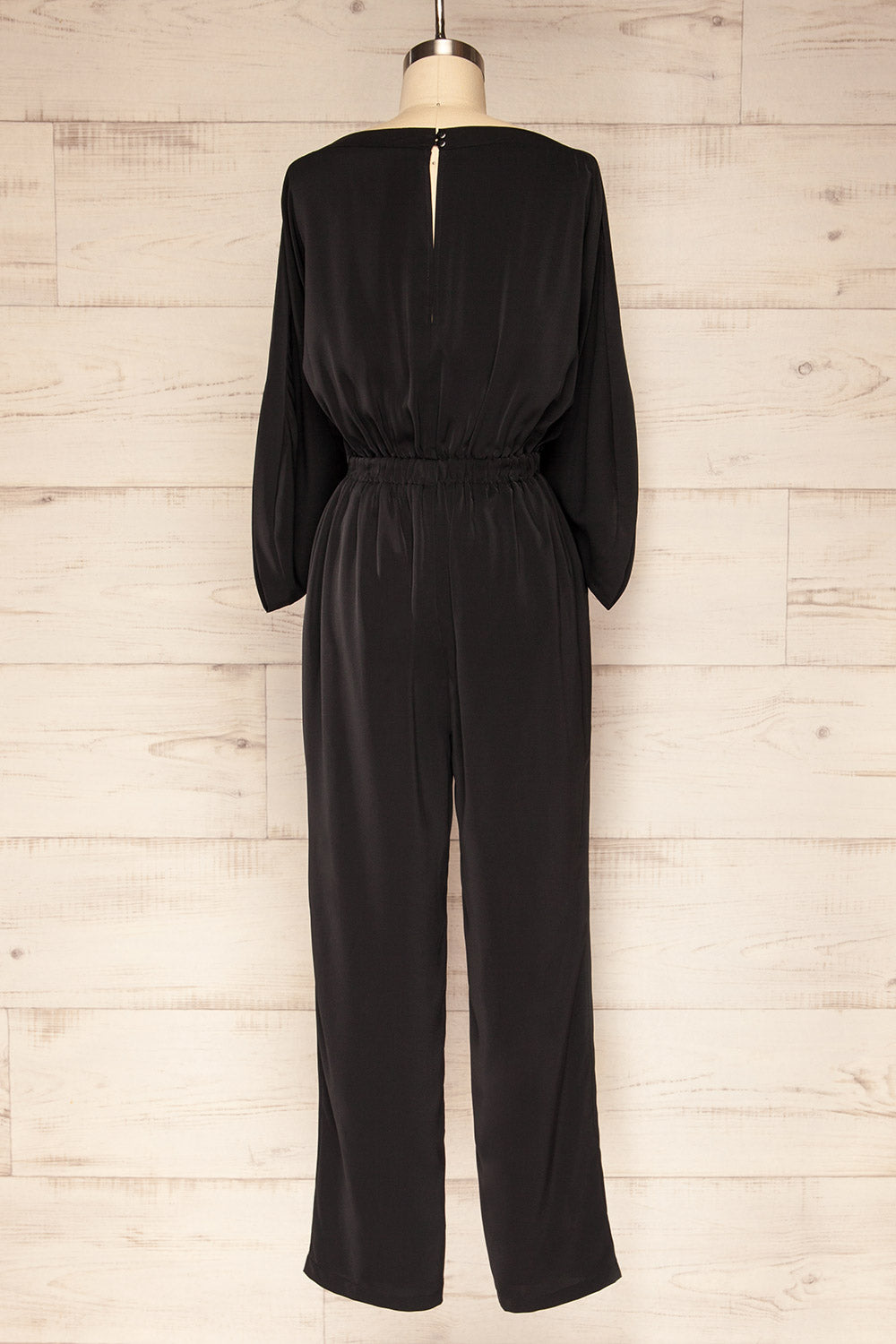 Hanrine Black Boat Neckline Jumpsuit w/ Pockets | La petite garçonne back view 