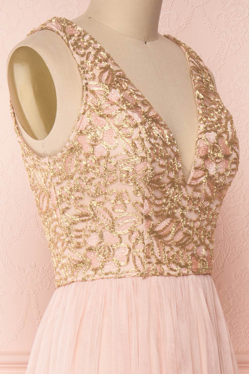 Harriet | Pink & Gold Floral Gown