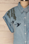 Harrogate Blue Short Sleeved Embroidered Shirt | La Petite Garçonne 2