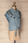 Harrogate Blue Short Sleeved Embroidered Shirt | La Petite Garçonne 3