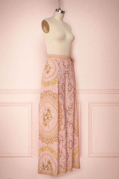Hasagi Light Pink Baroque Printed Wide Leg Pants | Boutique 1861