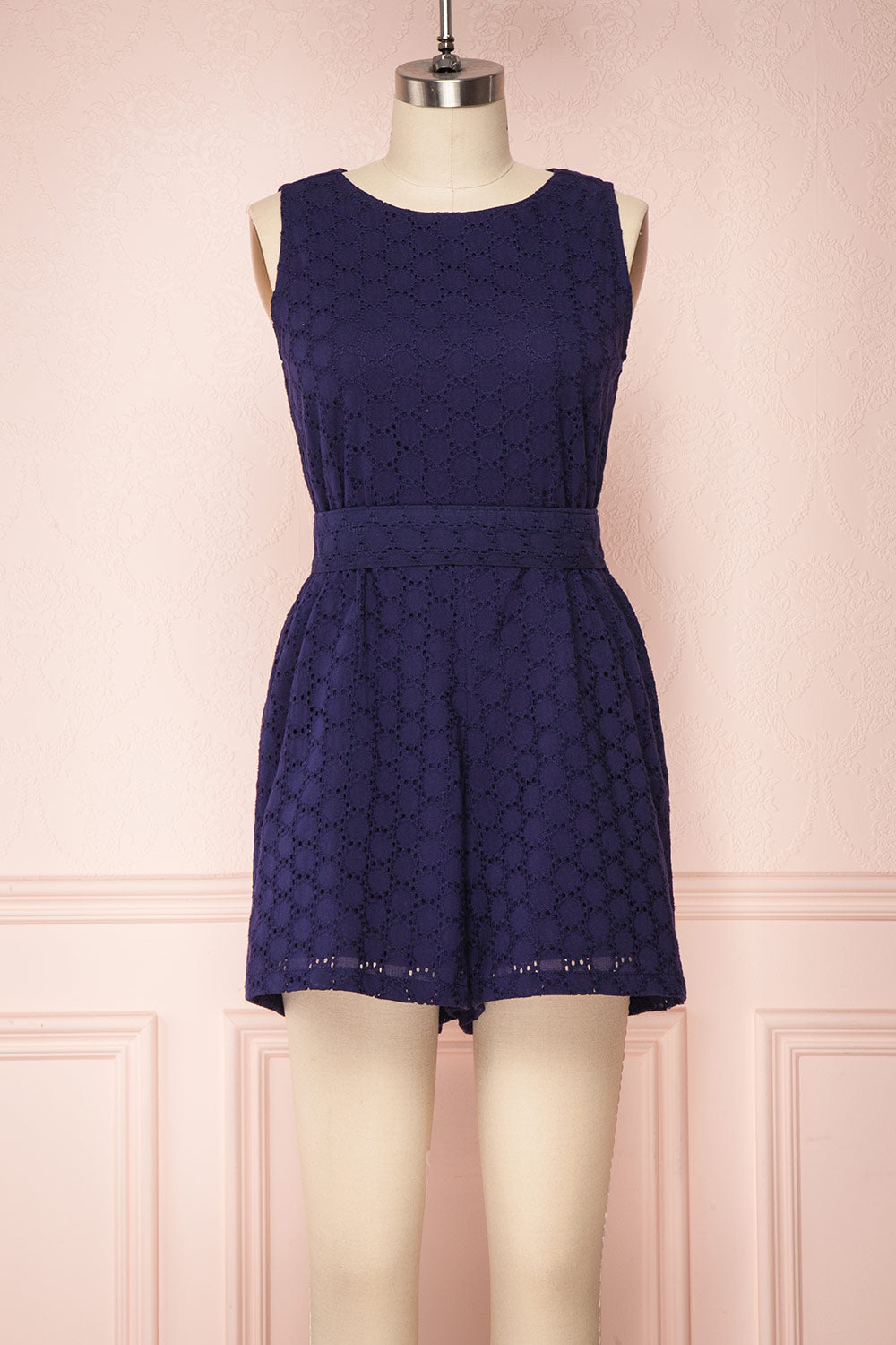 Hashima Navy Blue Lace Romper | Boutique 1861