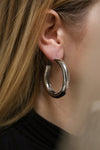 Haud Rhodium Silvery Hoop Earrings | La Petite Garçonne