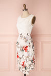 Hauvini Ivory Floral Fitted Cocktail Dress | Boutique 1861