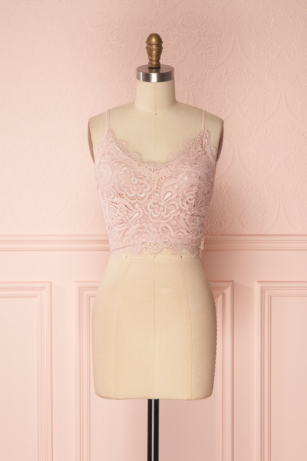 Havika Rose Blush Lace Fitted Crop Top | Boutique 1861