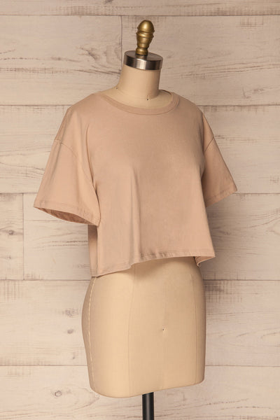Heks Beige Cotton Cropped T-Shirt | La Petite Garçonne 3