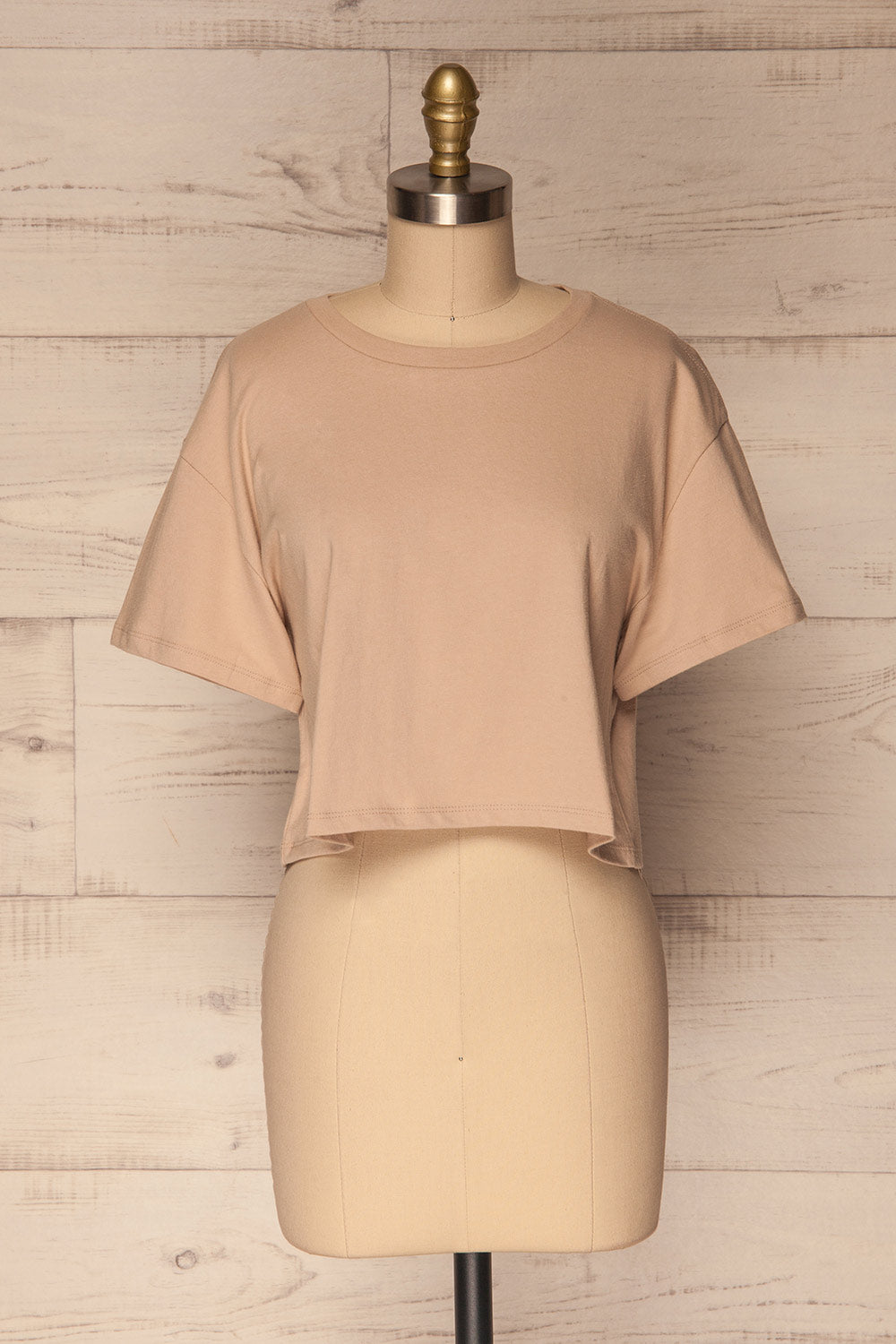 Heks Beige Cotton Cropped T-Shirt | La Petite Garçonne 1