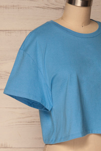 Heks Bleu Light Blue Cotton Cropped T-Shirt | La Petite Garçonne 4