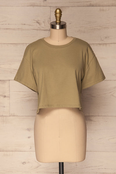 Heks Vert Sage Green Cotton Cropped T-Shirt | La Petite Garçonne 1