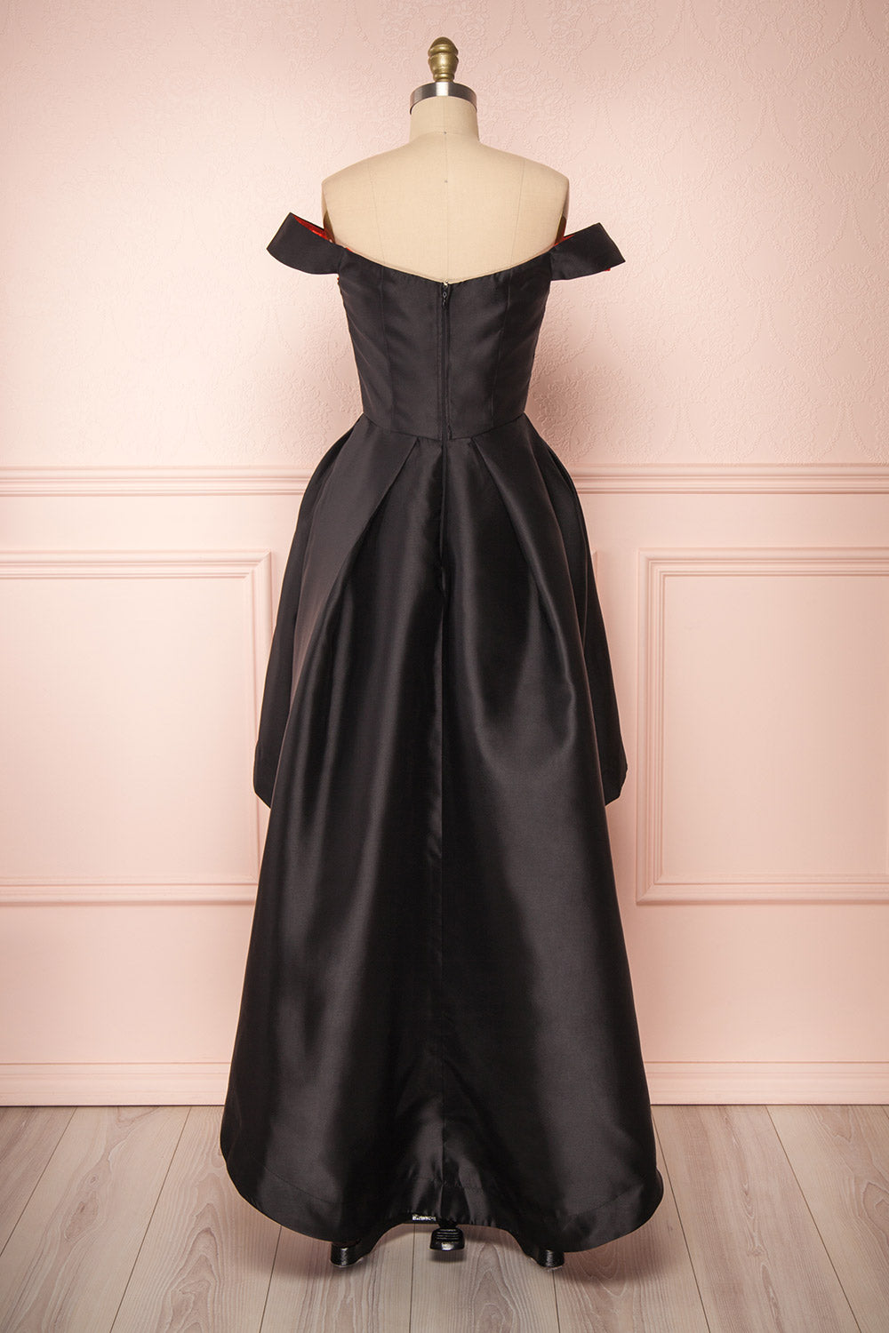 Helena Black & Red A-Line High-Low Gown | Boutique 1861 back view 