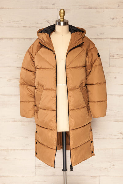 Helens Mid-Length Puffer Coat w/ Side Pockets | La petite garçonne front view unzip