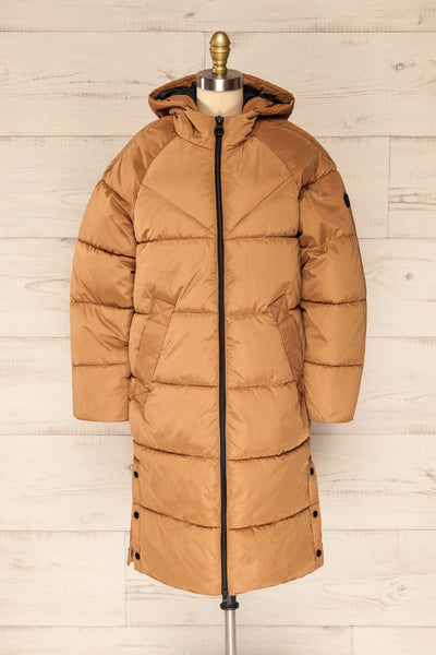 Helens Mid-Length Puffer Coat w/ Side Pockets | La petite garçonne front view zip