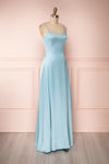 Hellee Blue Light Blue Silky Maxi Dress | Boudoir 1861 side view