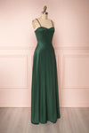 Hellee Green Dark Green Silky Maxi Dress | Boudoir 1861 side view