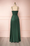 Hellee Green Dark Green Silky Maxi Dress | Boudoir 1861 back view