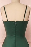 Hellee Green Dark Green Silky Maxi Dress | Boudoir 1861 back close-up