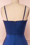 Hellee Navy Blue Silky Maxi Dress | Boudoir 1861 back close-up
