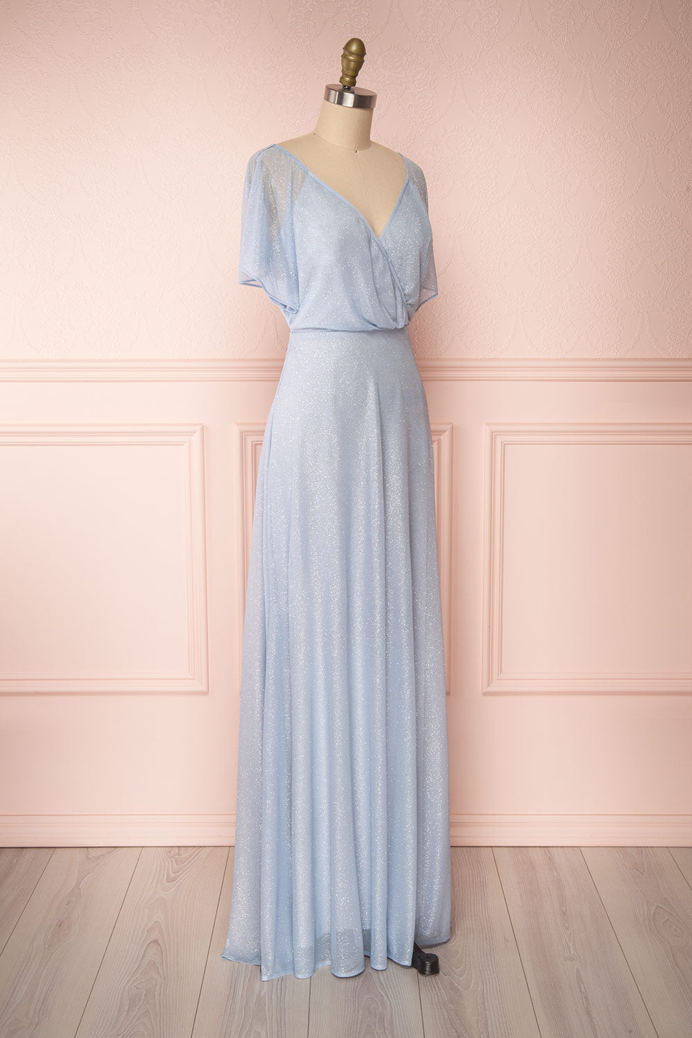 Helma Dusty Blue Maxi Dress | Robe | Boutique 1861 side view 