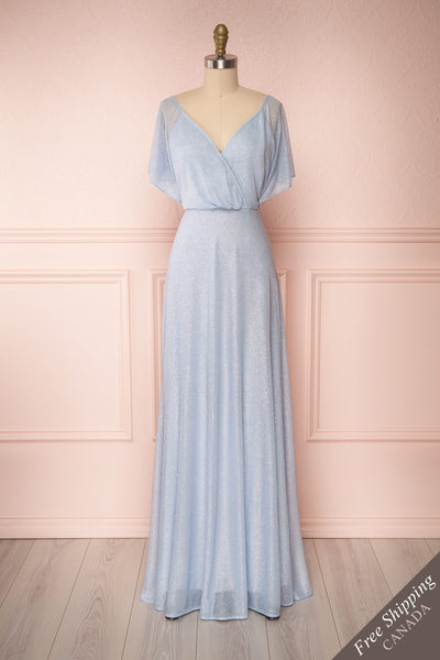 Helma Dusty Blue Maxi Dress | Robe | Boutique 1861 front view