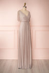 Helma Taupe Maxi Dress | Robe Maxi Taupe | Boutique 1861 side view