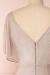 Helma Taupe Maxi Dress | Robe Maxi Taupe | Boutique 1861 back close-up