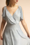 Helma Dusty Blue Maxi Dress | Robe | Boutique 1861 model close up