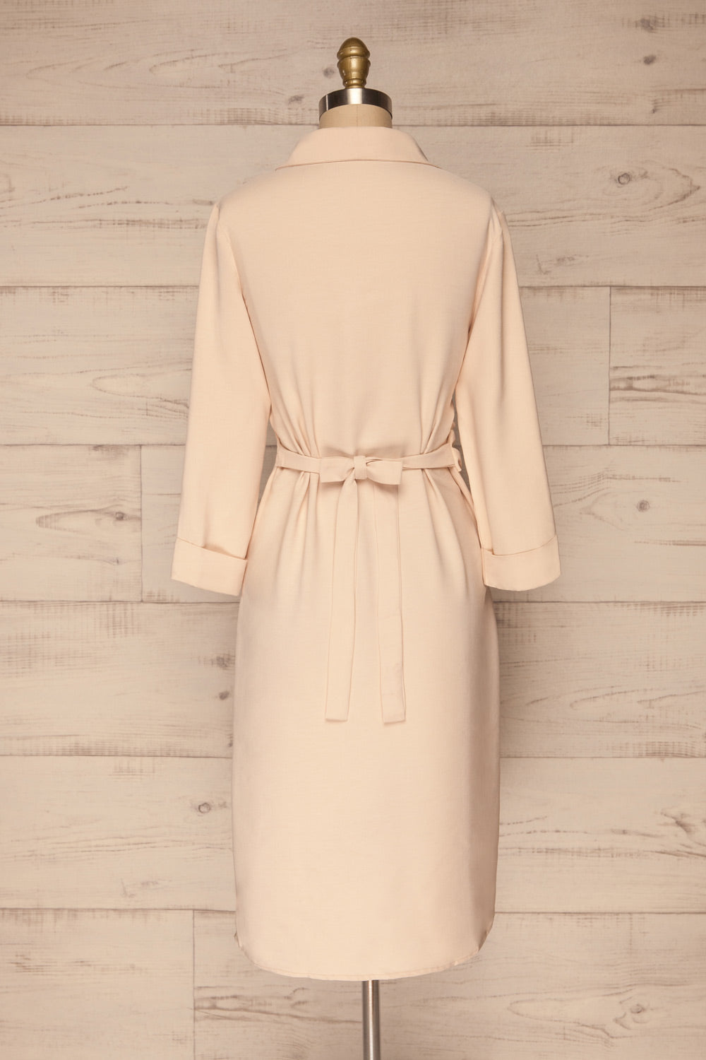 Helmond Beige Buttoned Midi Dress | La petite garçonne back view