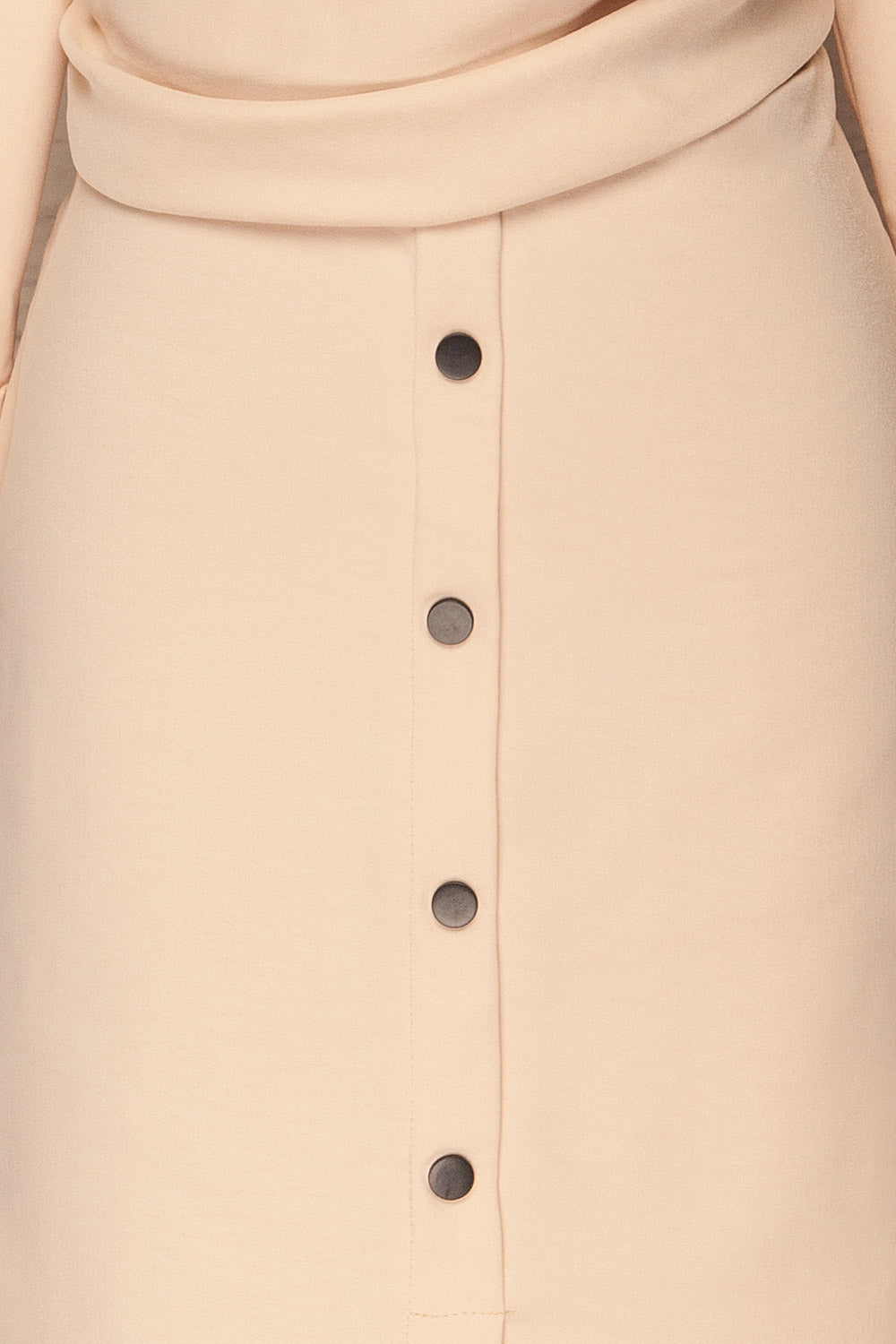 Helmond Beige Buttoned Midi Dress | La petite garçonne fabric 