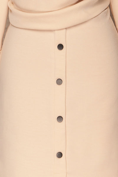 Helmond Beige Buttoned Midi Dress | La petite garçonne fabric