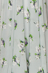 Hendrika Grey-Blue Floral Halter Maxi Dress fabric | Boutique 1861