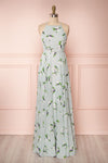 Hendrika Grey-Blue Floral Halter Maxi Dress | Boutique 1861