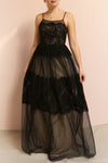 Henwen Black & Beige Tulle Maxi Dress | Boutique 1861 on model