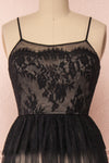 Henwen Black & Beige Tulle Maxi Dress | Boutique 1861 front close-up