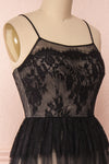 Henwen Black & Beige Tulle Maxi Dress | Boutique 1861 side close-up