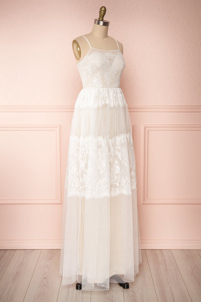 Henwen Ivory White Tulle Maxi Dress | Boudoir 1861 side view