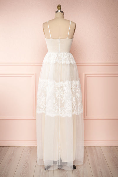 Henwen Ivory White Tulle Maxi Dress | Boudoir 1861 back view