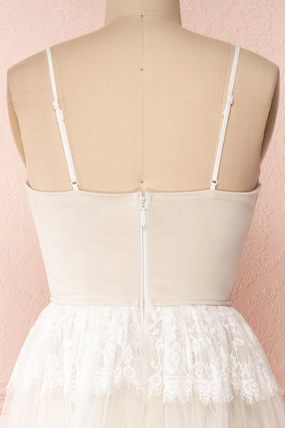 Henwen Ivory White Tulle Maxi Dress | Boudoir 1861 back close-up