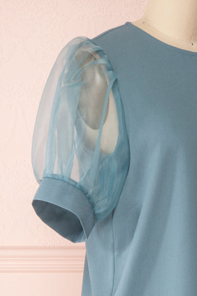 Heran Water Powder Blue Puff Sleeved Top | Boutique 1861 4