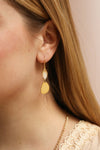 Hermine Idoya Gold Pendant Earrings | La Petite Garçonne on model