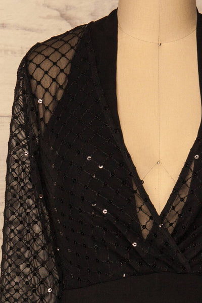 Herrena Black Fitted Sequins Cocktail Dress | La Petite Garçonne