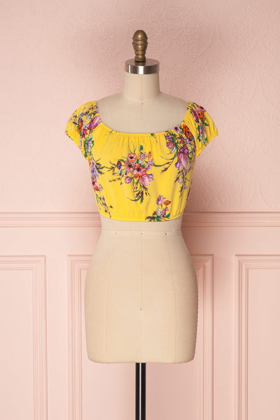 Hoa Yellow Floral Off-Shoulder Crop Top | Boutique 1861 1