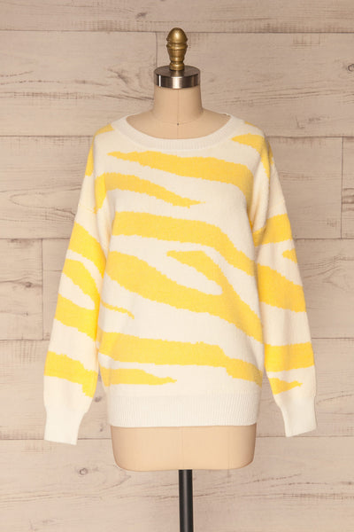 Hojuela Yellow Zebra Patterned Sweater | La petite garçonne front view